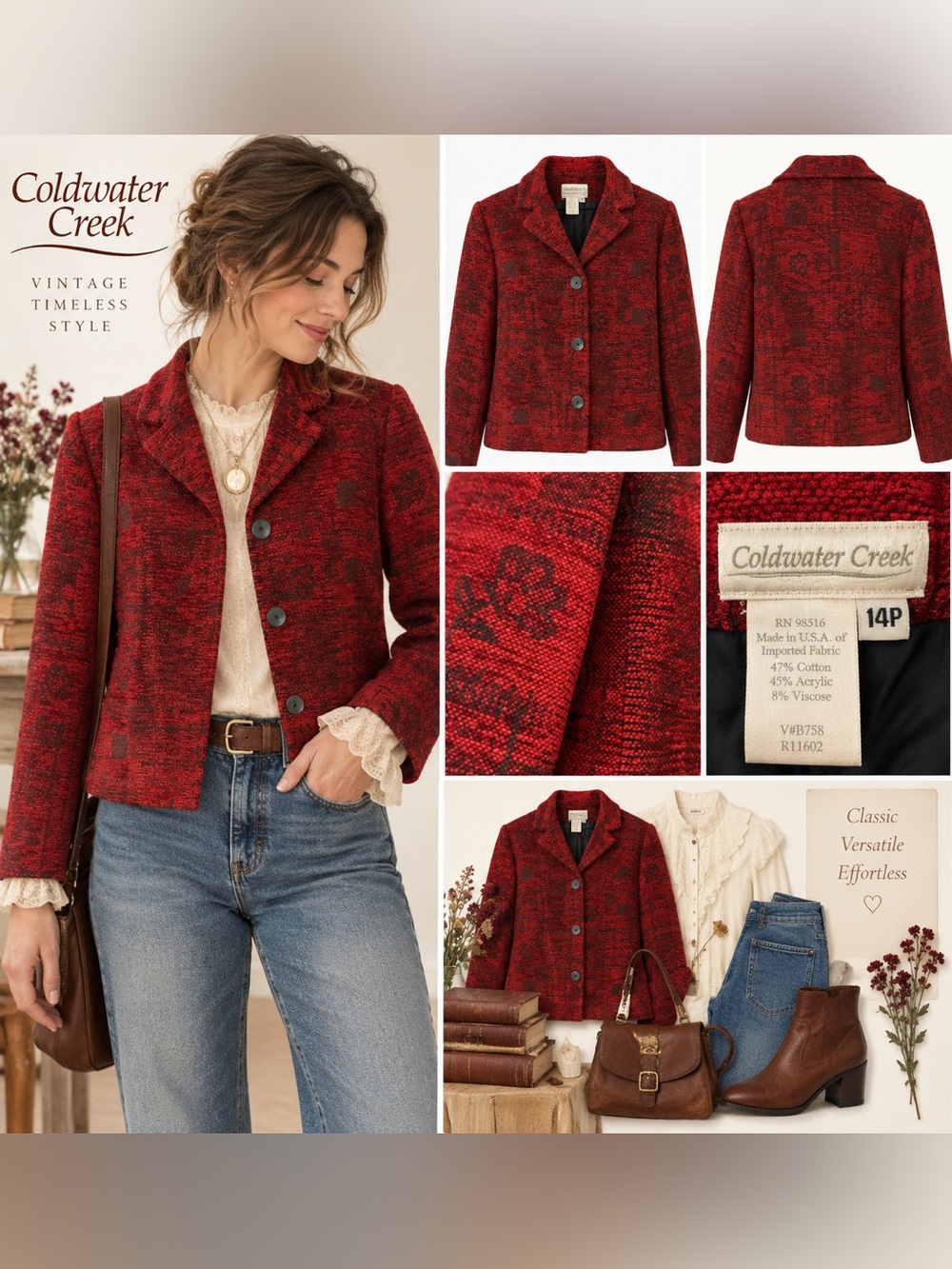 Vintage Floral Tapestry Blazer 14 P